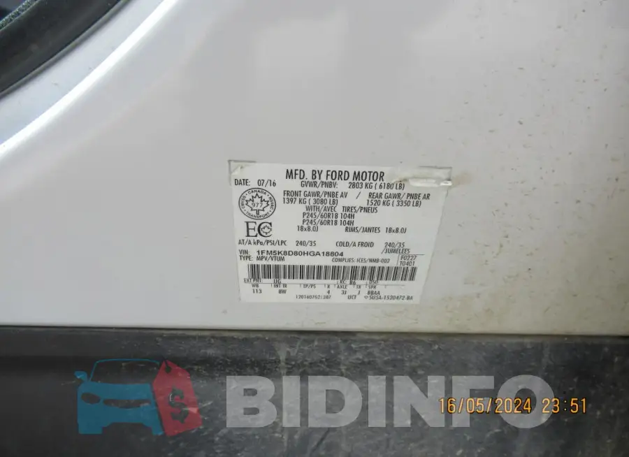 1FM5K8D80HGA18804 Photo# 9