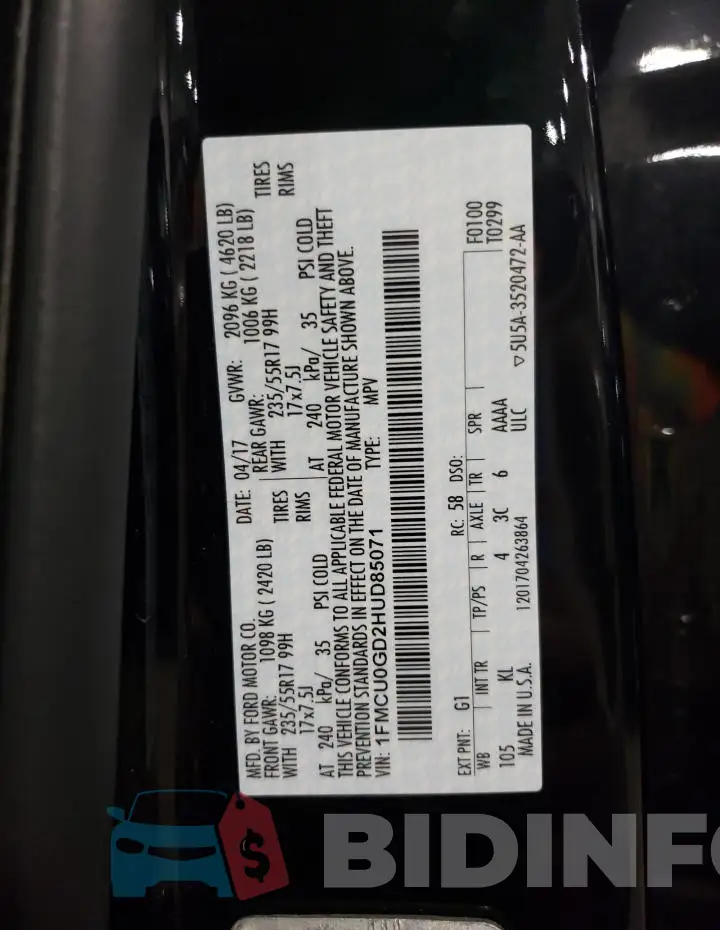 1FMCU0GD2HUD85071 Photo# 13