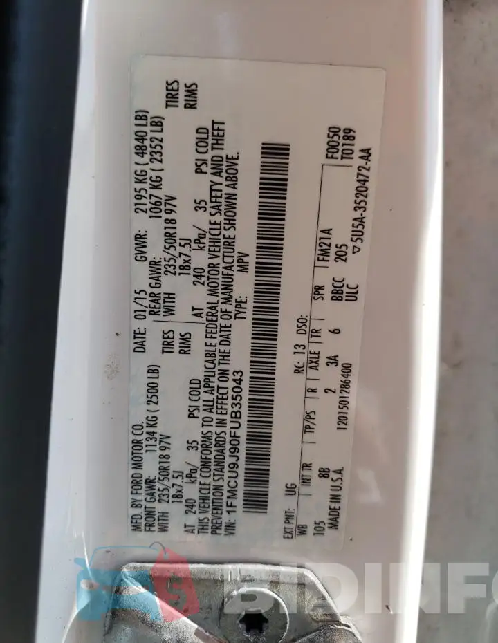 1FMCU9J90FUB35043 Photo# 14