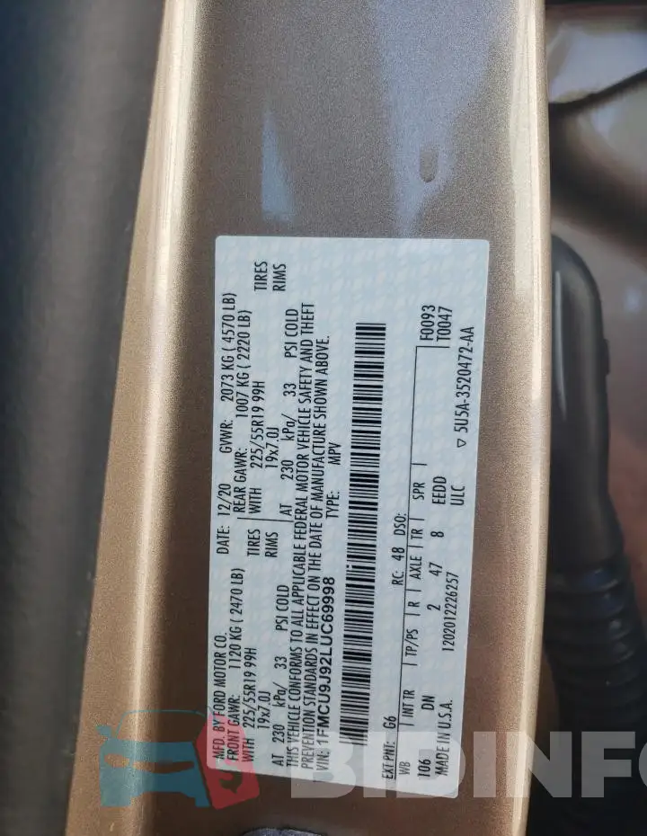 1FMCU9J92LUC69998 Photo# 12