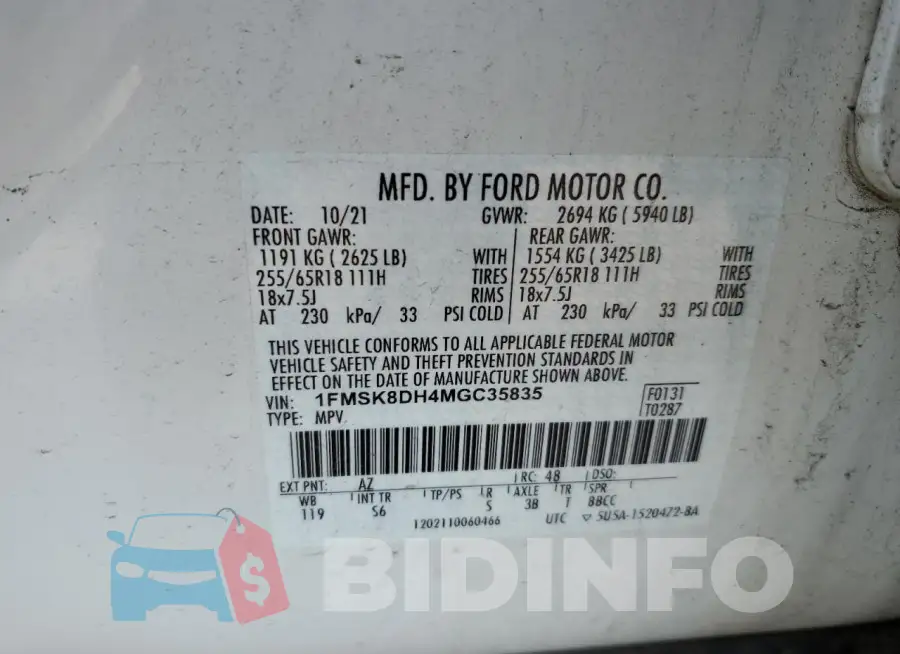 1FMSK8DH4MGC35835 Photo# 13
