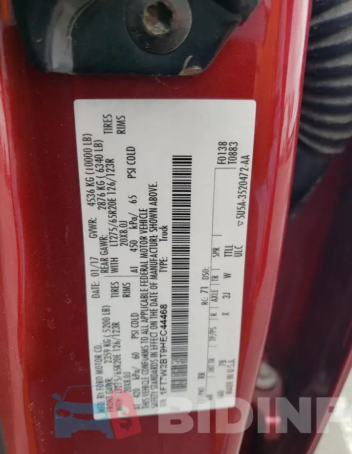 1FT7W2BT9HEC44468 Photo# 12