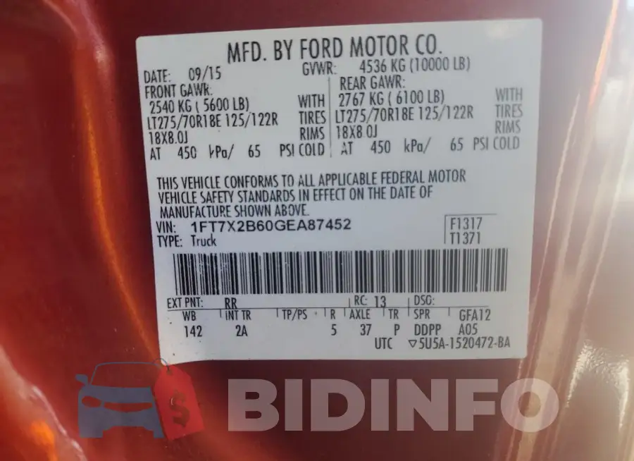 1FT7X2B60GEA87452 Photo# 12