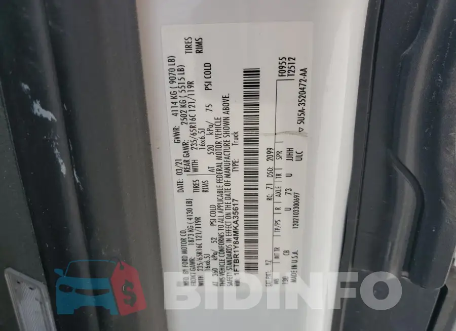 1FTBR1Y84MKA35617 Photo# 14