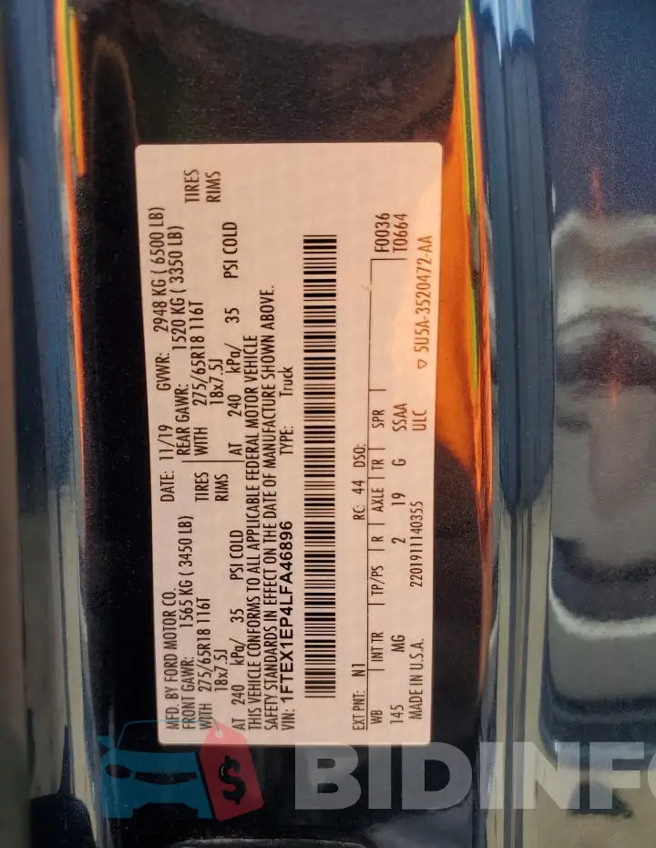 1FTEX1EP4LFA46896 Photo# 13
