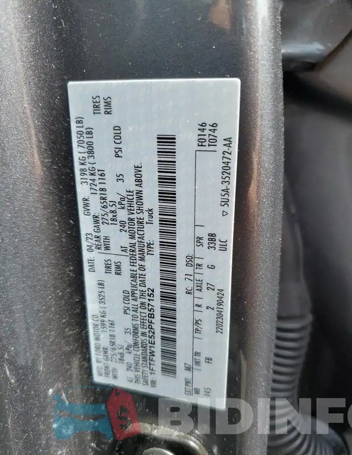 1FTFW1E52PFB57152 Photo# 13