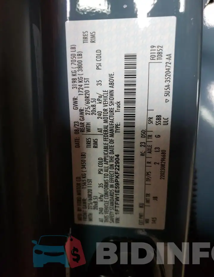 1FTFW1E59PKF22904 Photo# 12