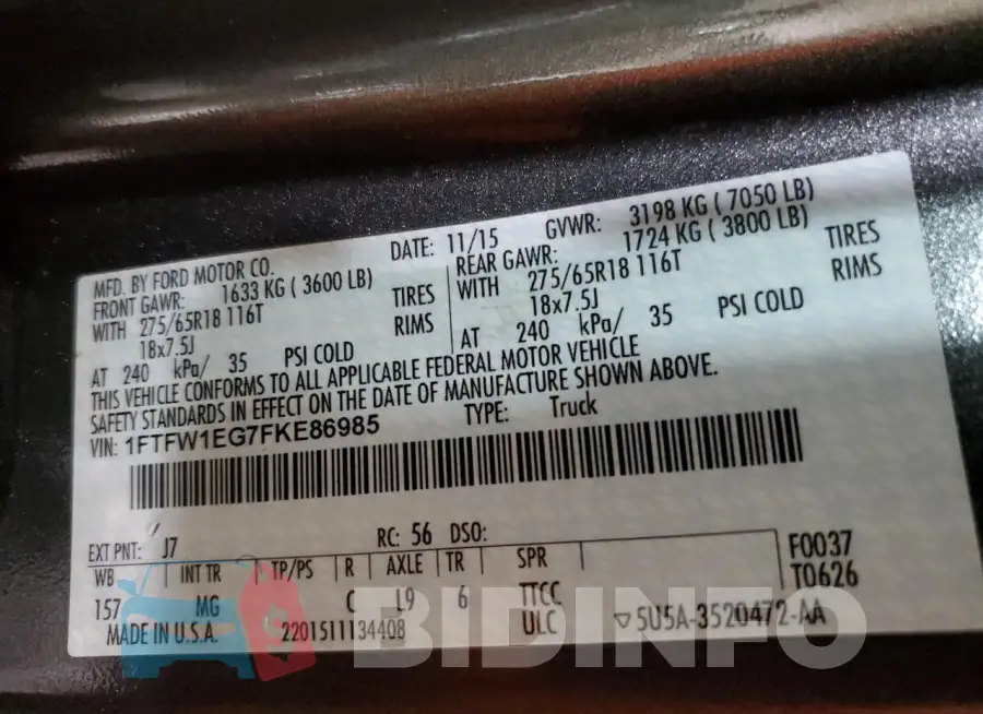 1FTFW1EG7FKE86985 Photo# 12