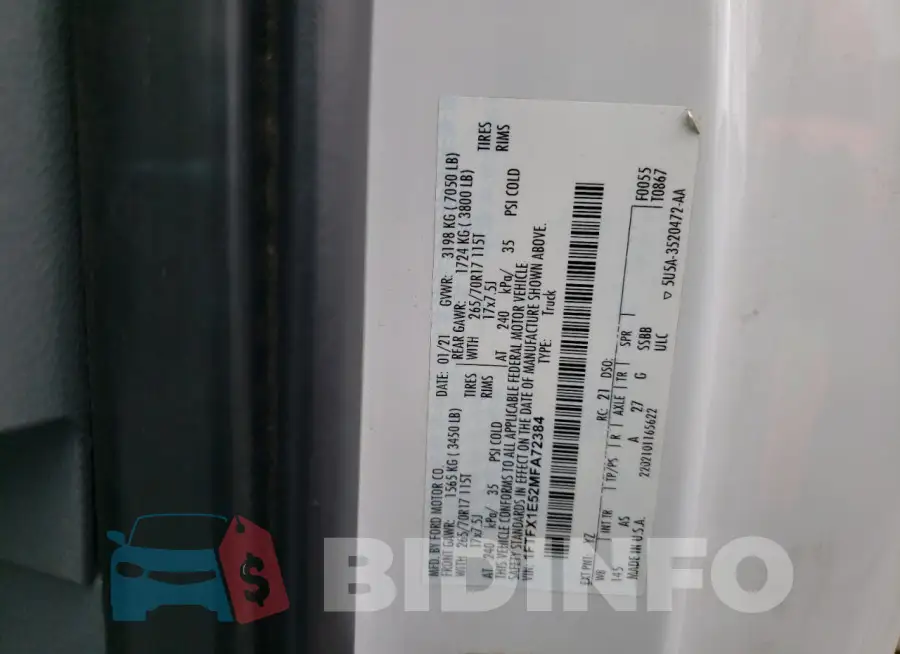 1FTFX1E52MFA72384 Photo# 13