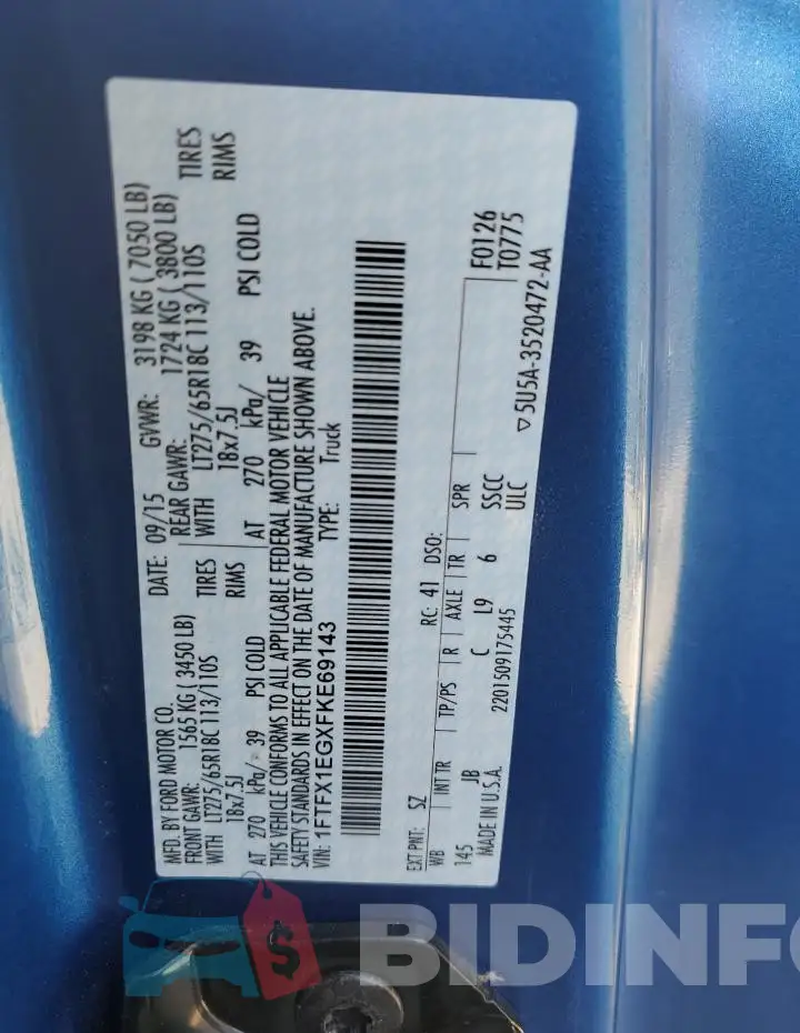 1FTFX1EGXFKE69143 Photo# 12