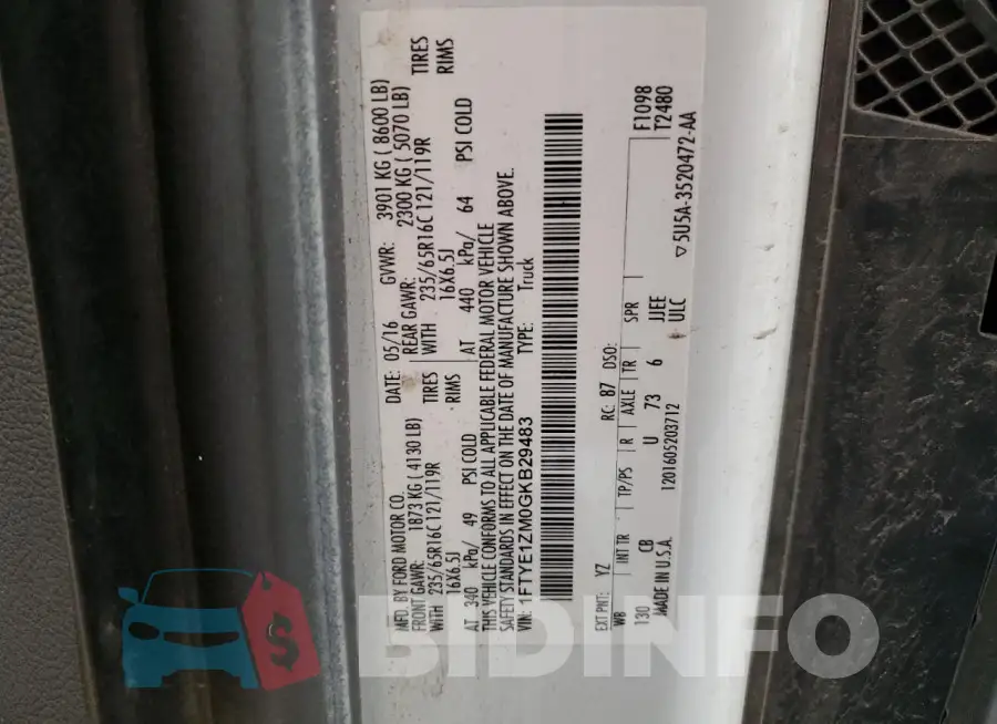 1FTYE1ZM0GKB29483 Photo# 12