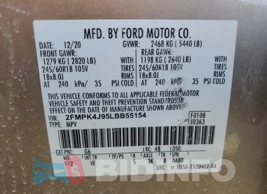 2FMPK4J95LBB55154 Photo# 13