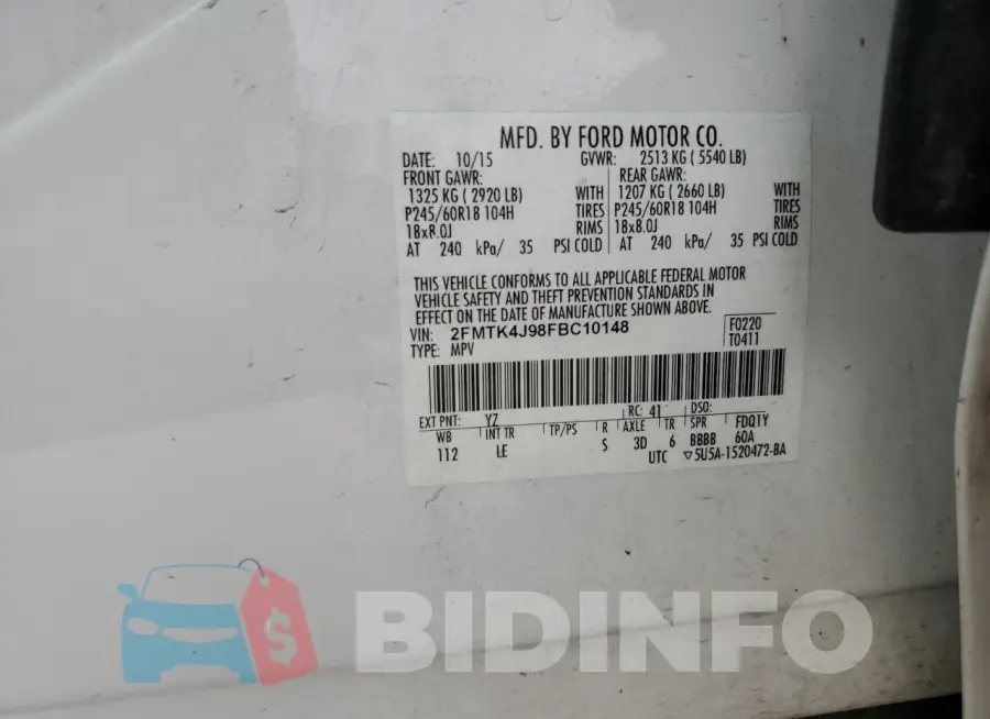 2FMTK4J98FBC10148 Photo# 13