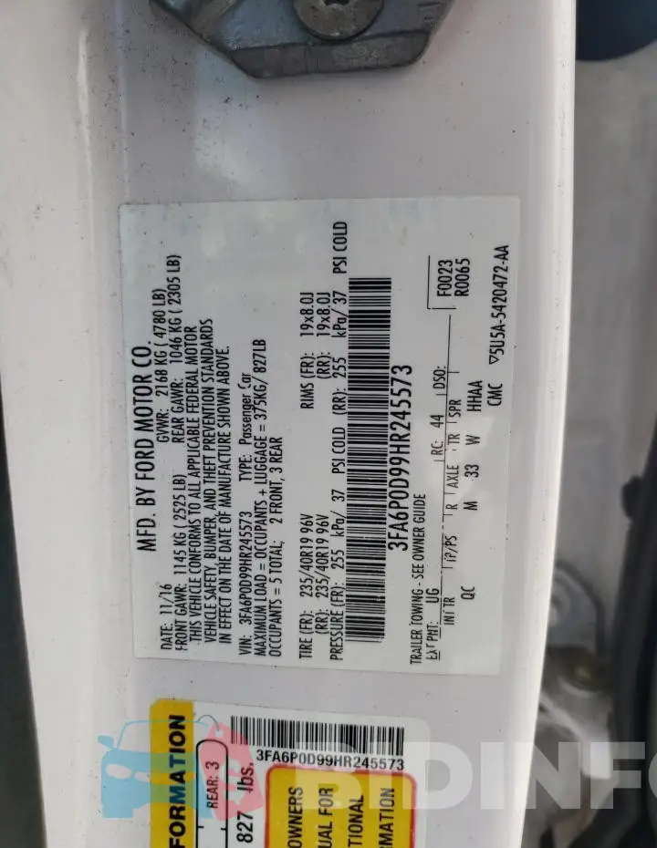 3FA6P0D99HR245573 Photo# 12