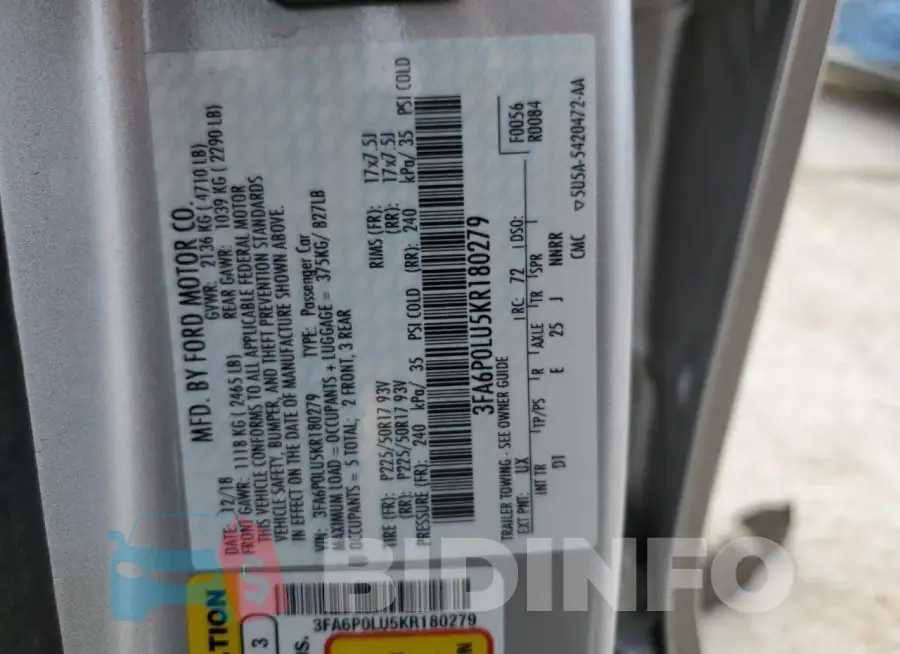 3FA6P0LU5KR180279 Photo# 12