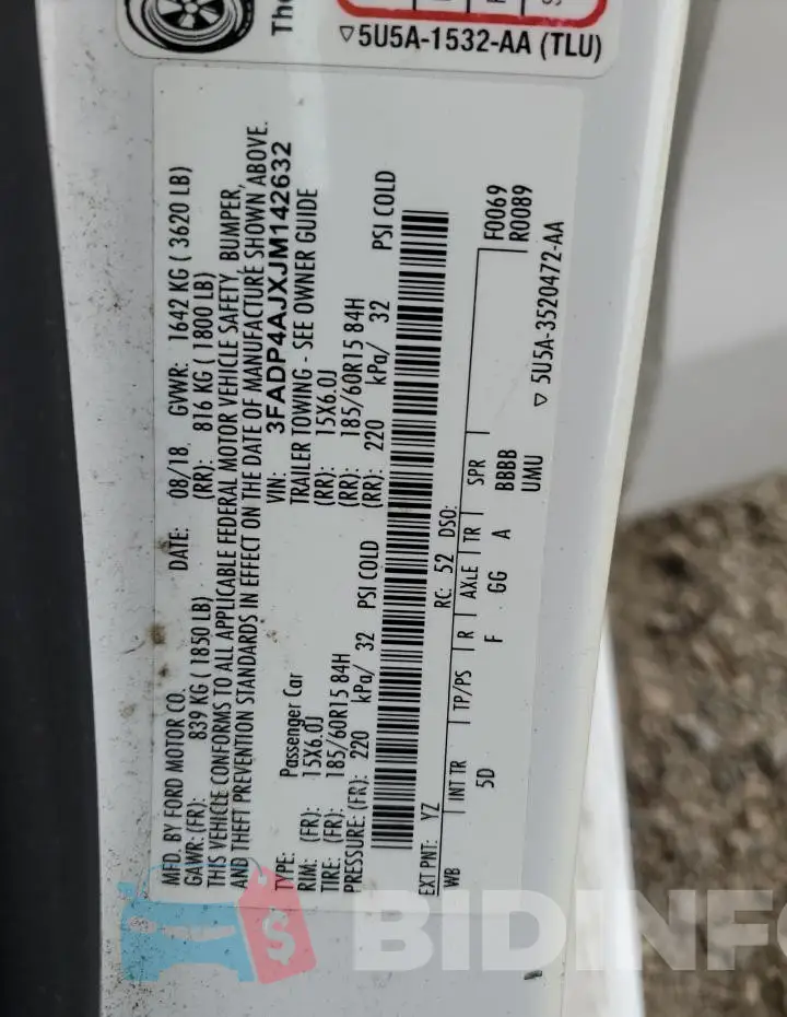3FADP4AJXJM142632 Photo# 12