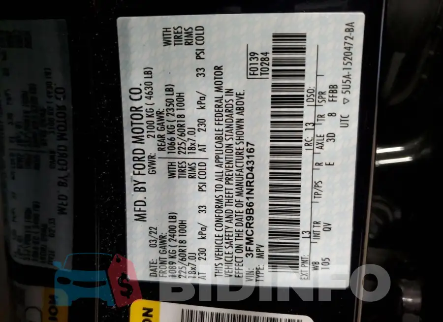 3FMCR9B61NRD43167 Photo# 13