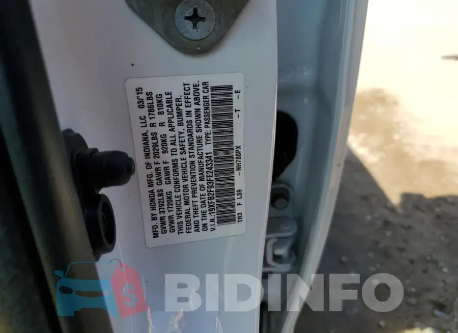 19XFB2F93FE243341 Photo# 12