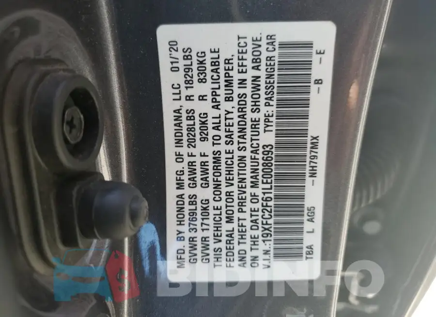19XFC2F61LE008693 Photo# 12