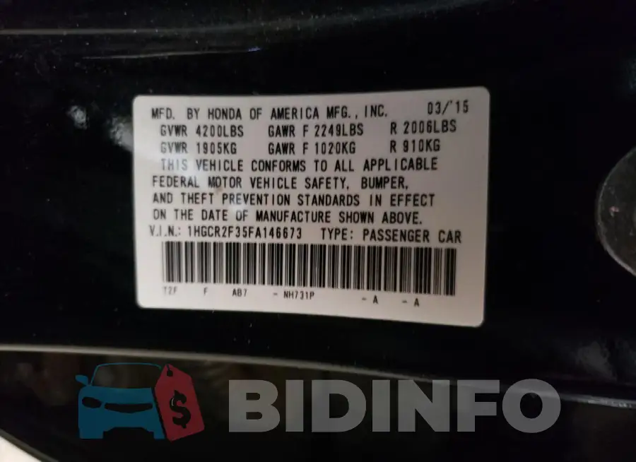 1HGCR2F35FA146673 Photo# 12