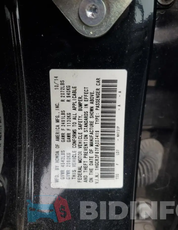 1HGCR3F87FA007419 Photo# 12