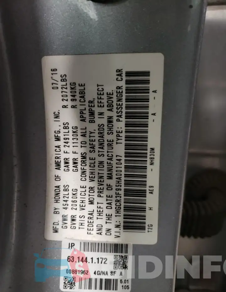 1HGCR3F95HA001047 Photo# 12