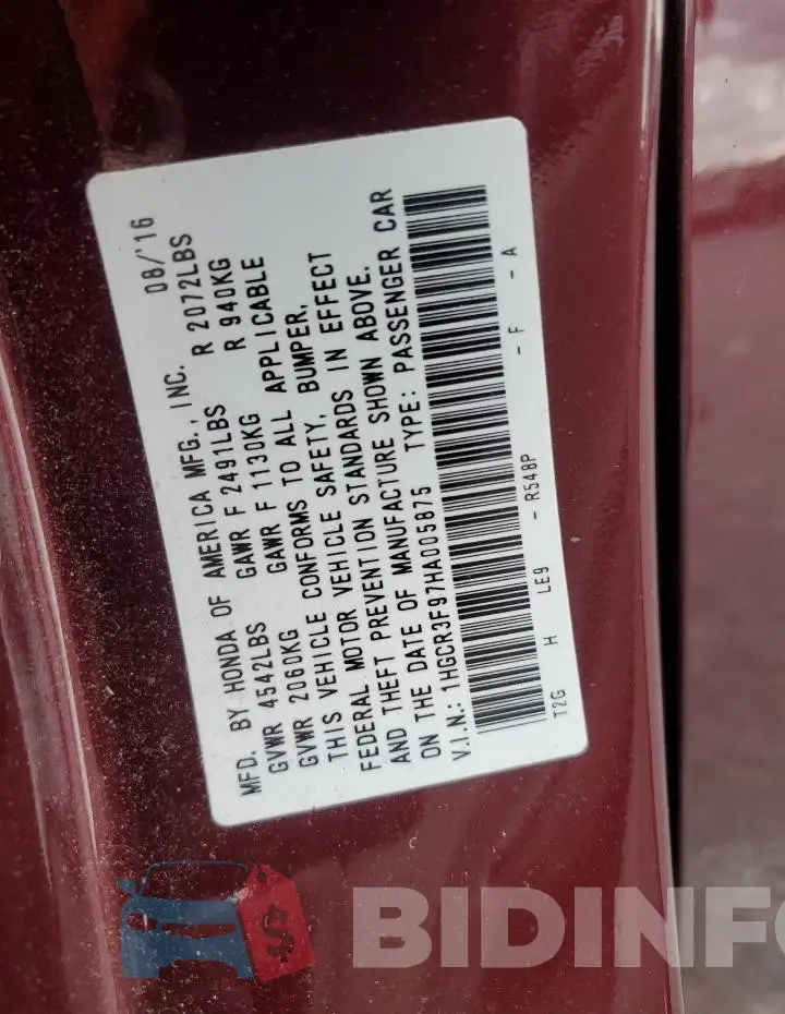 1HGCR3F97HA005875 Photo# 12