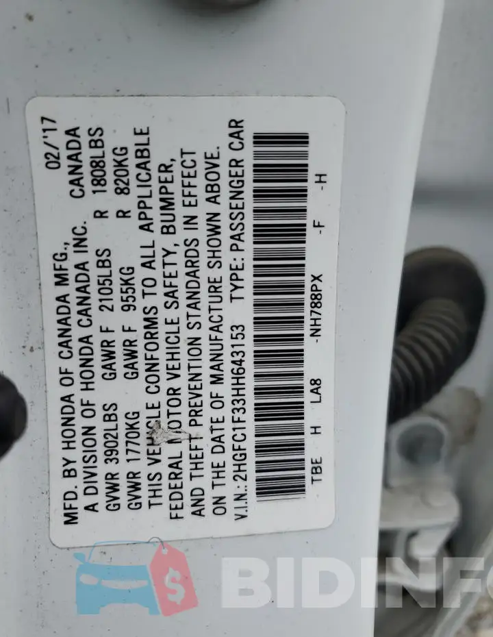 2HGFC1F33HH643153 Photo# 12