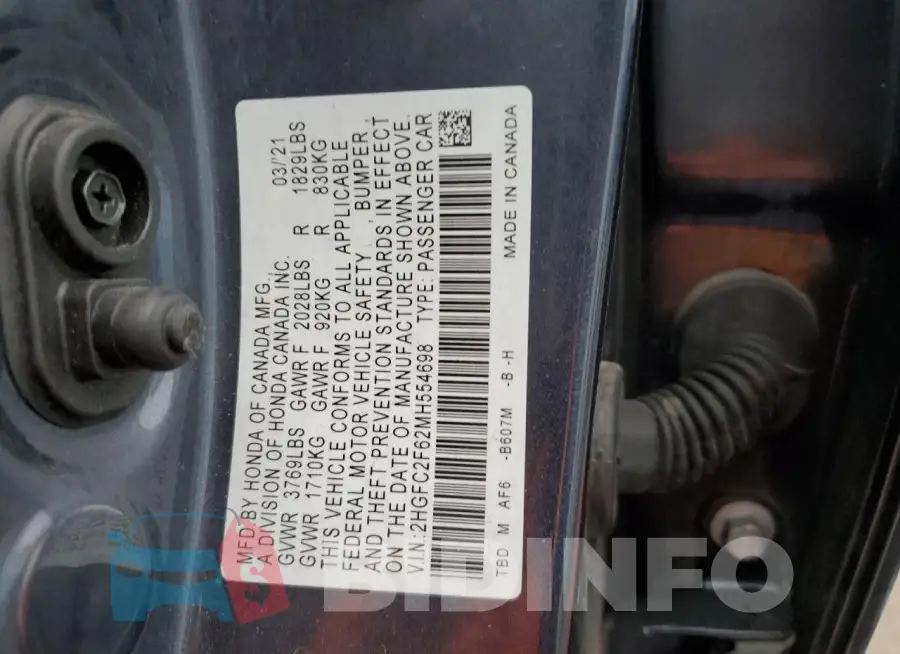 2HGFC2F62MH554698 Photo# 12