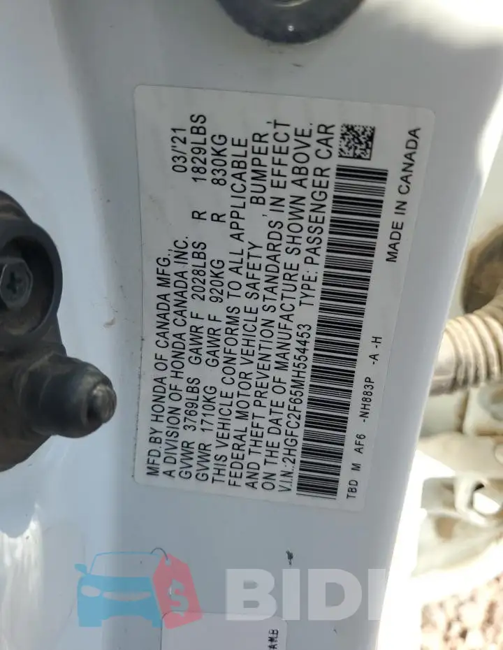 2HGFC2F65MH554453 Photo# 12