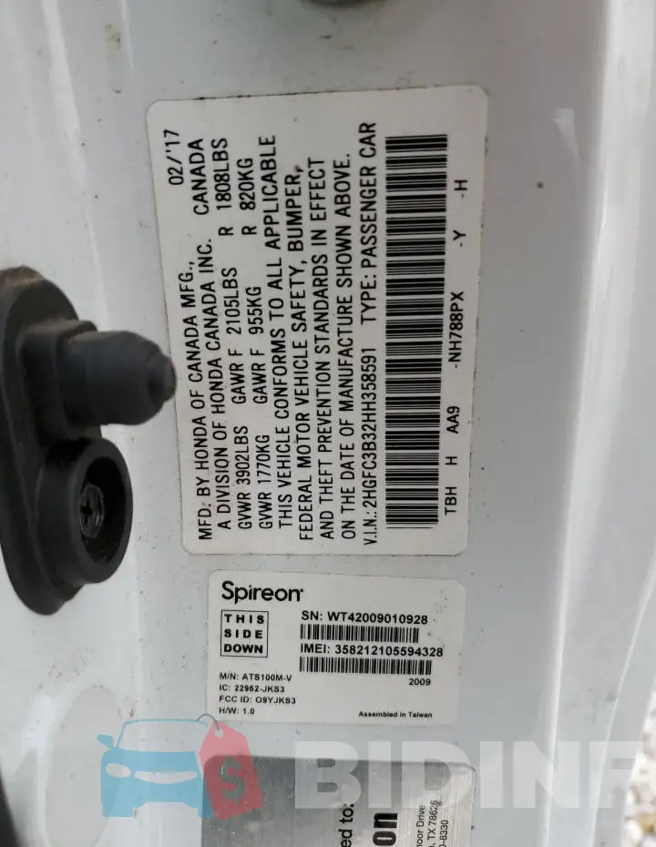 2HGFC3B32HH358591 Photo# 13