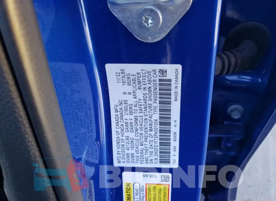 2HGFE1F73PH301004 Photo# 12
