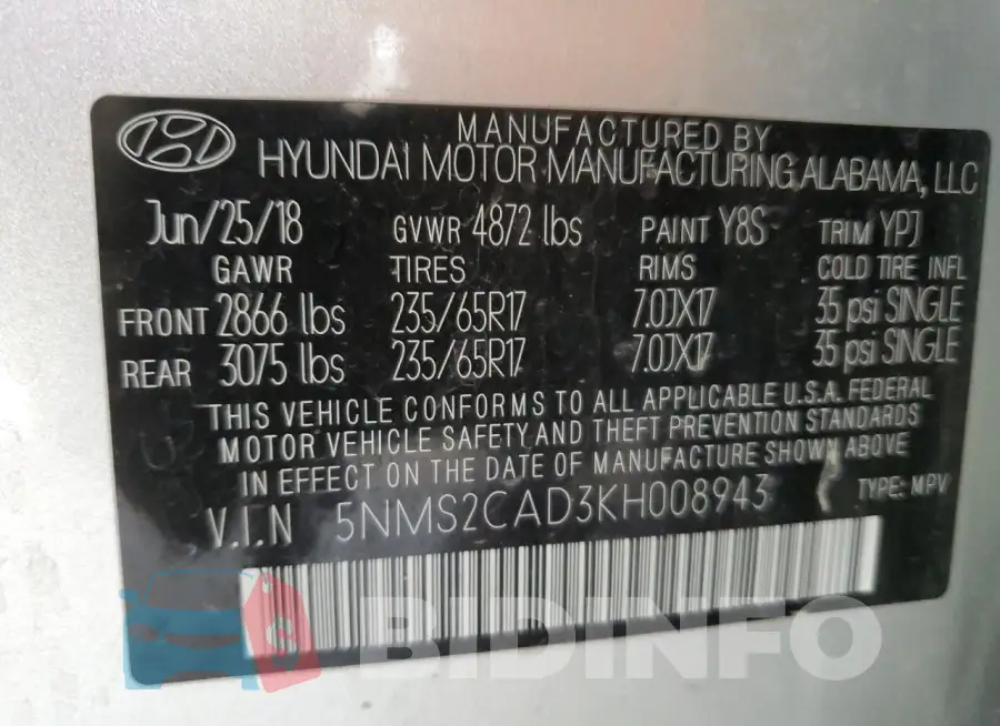 5NMS2CAD3KH008943 Photo# 14