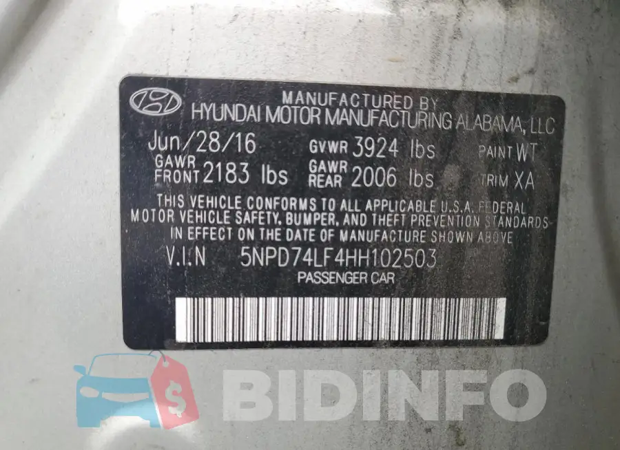 5NPD74LF4HH102503 Photo# 12