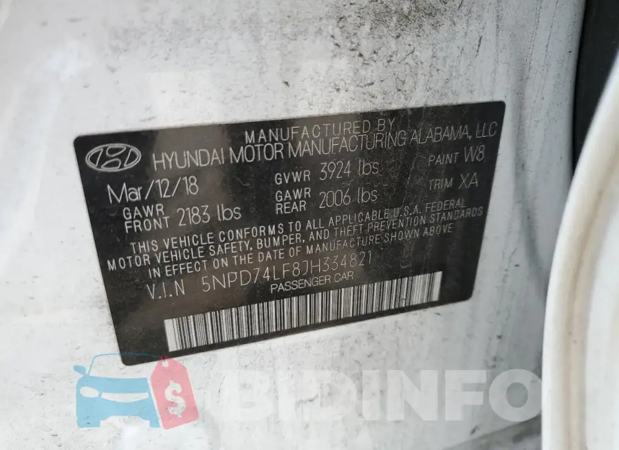 5NPD74LF8JH334821 Photo# 13