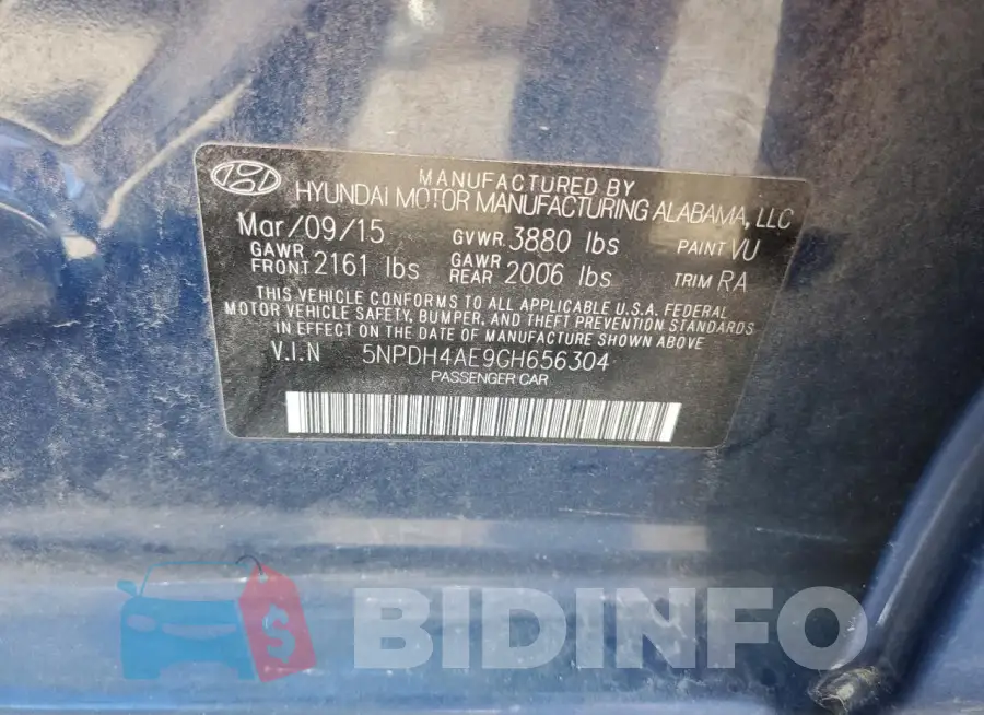 5NPDH4AE9GH656304 Photo# 12