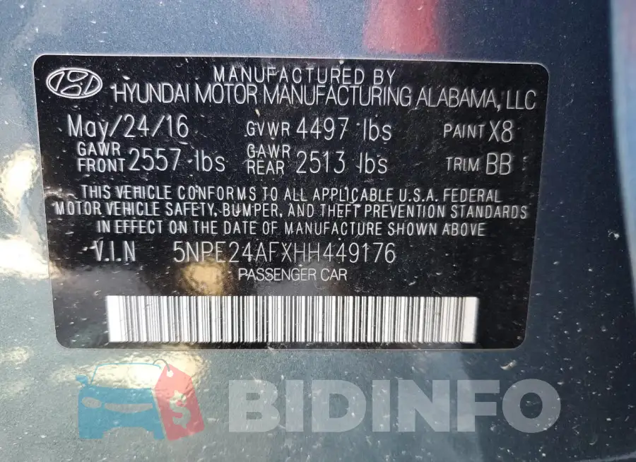 5NPE24AFXHH449176 Photo# 12