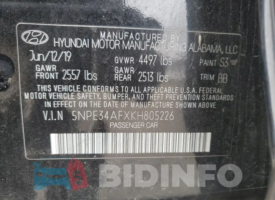 5NPE34AFXKH805226 Photo# 13