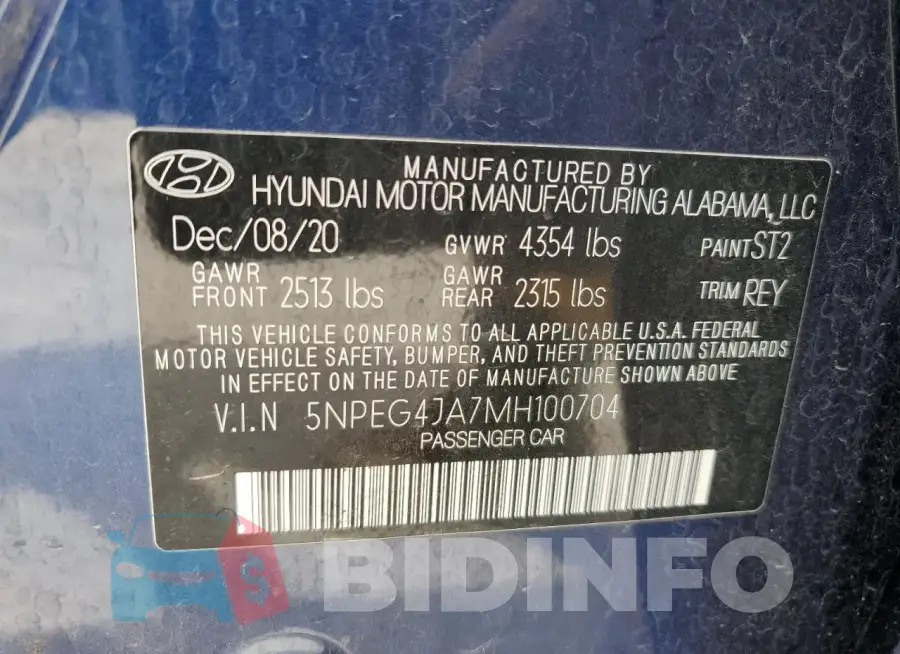 5NPEG4JA7MH100704 Photo# 12