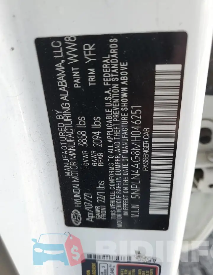 5NPLN4AG8MH046251 Photo# 12