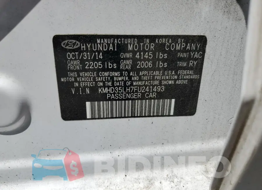 KMHD35LH7FU241493 Photo# 12