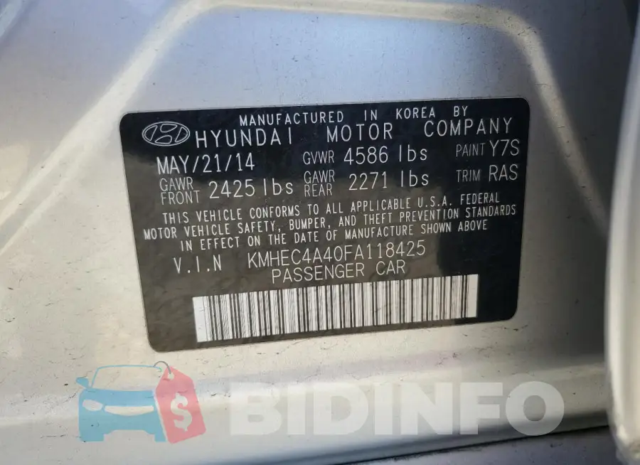 KMHEC4A40FA118425 Photo# 12
