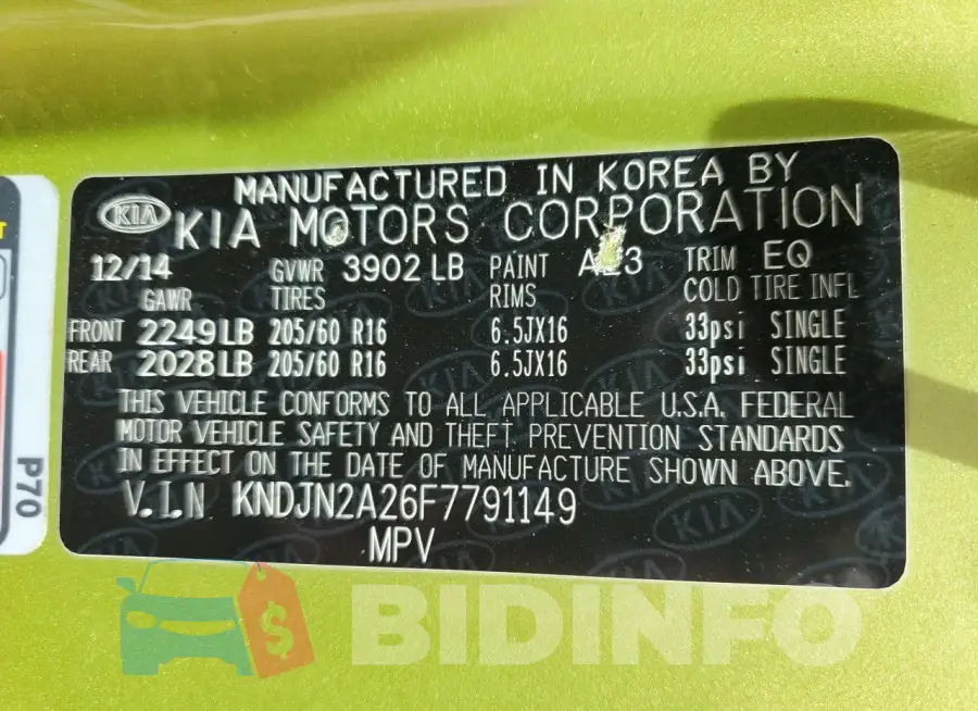 KNDJN2A26F7791149 Photo# 12