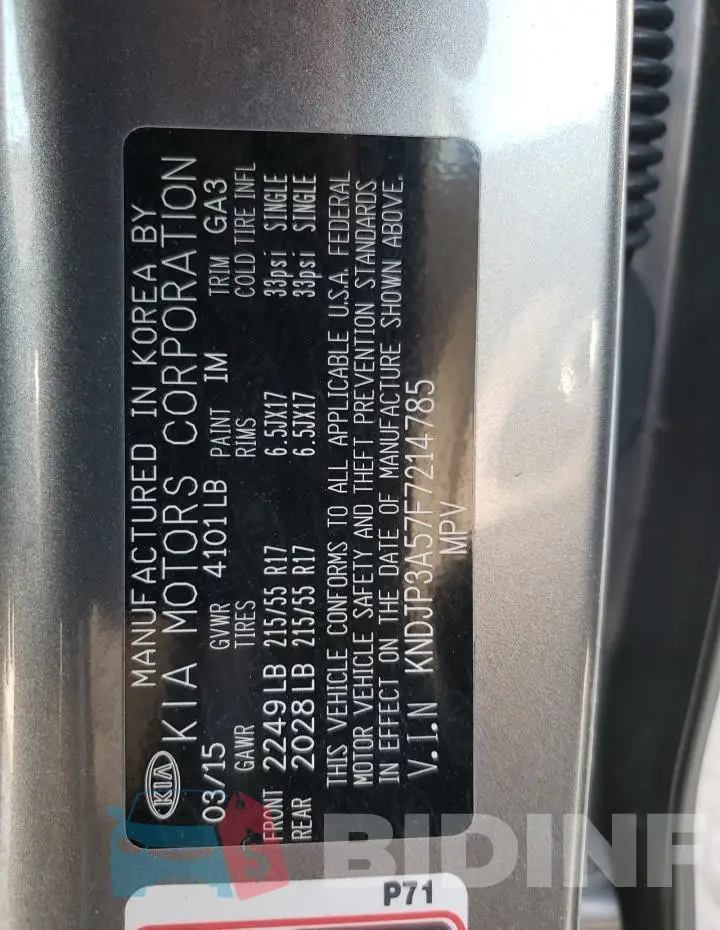 KNDJP3A57F7214785 Photo# 12