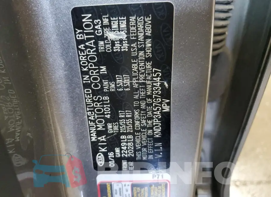 KNDJP3A57G7334457 Photo# 13