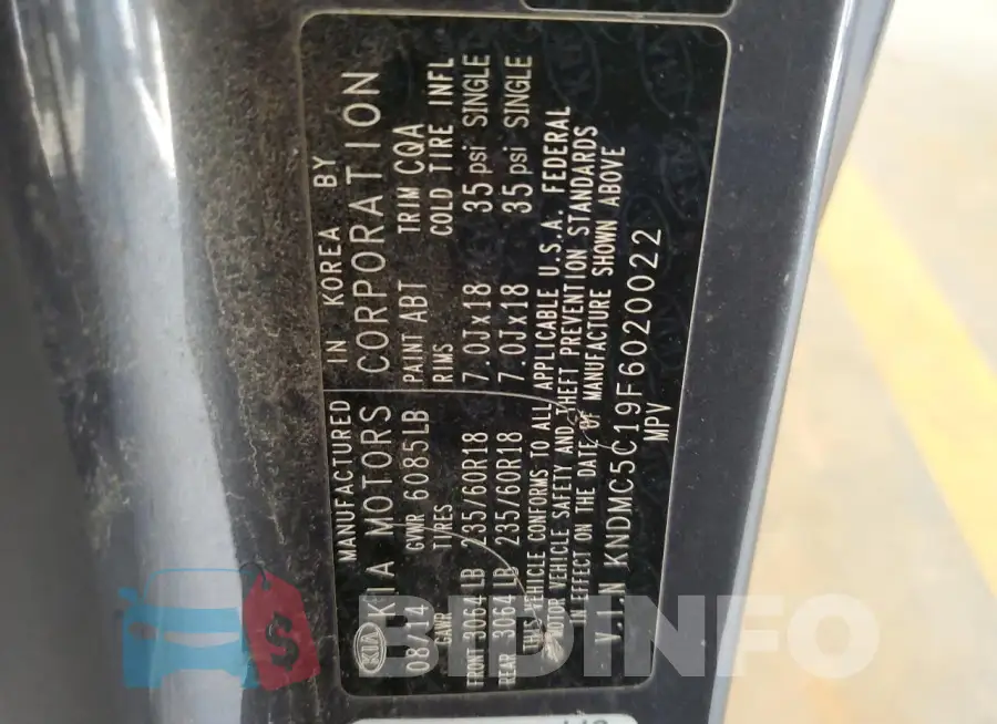 KNDMC5C19F6020022 Photo# 12