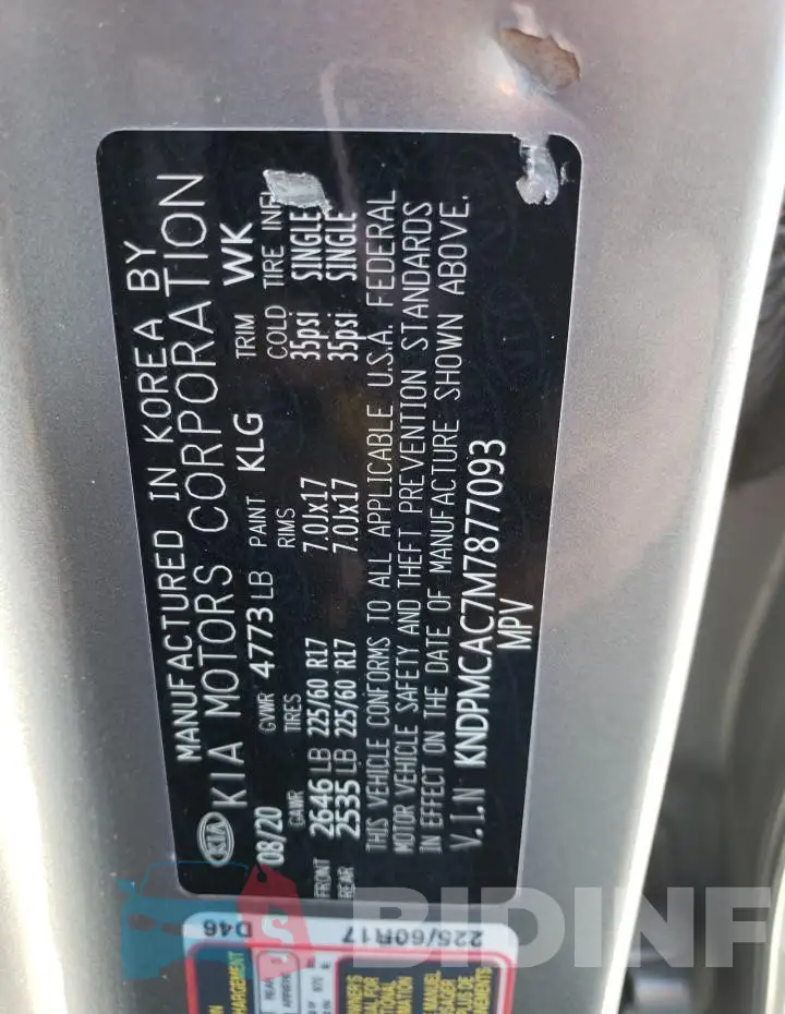KNDPMCAC7M7877093 Photo# 13