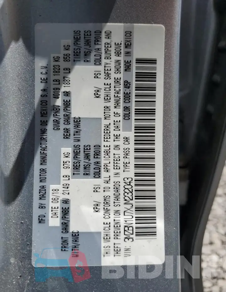 3MZBN1U7XJM232043 Photo# 12