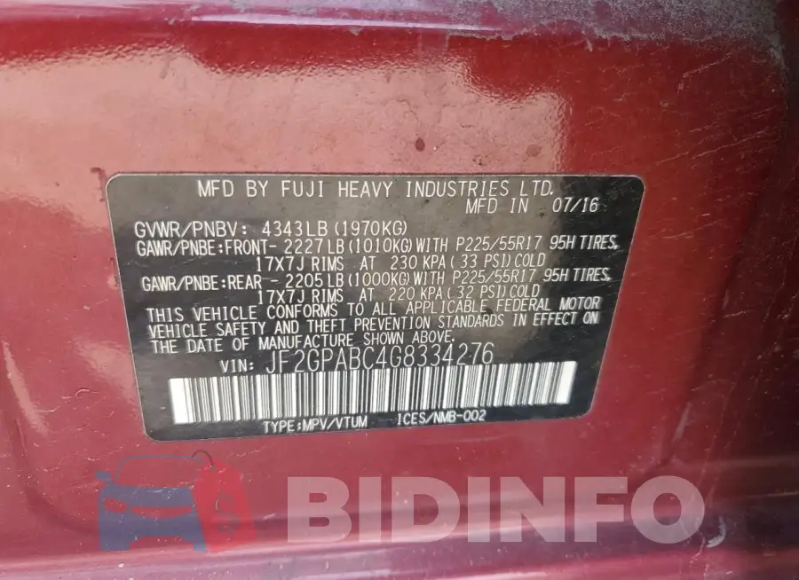 JF2GPABC4G8334276 Photo# 12