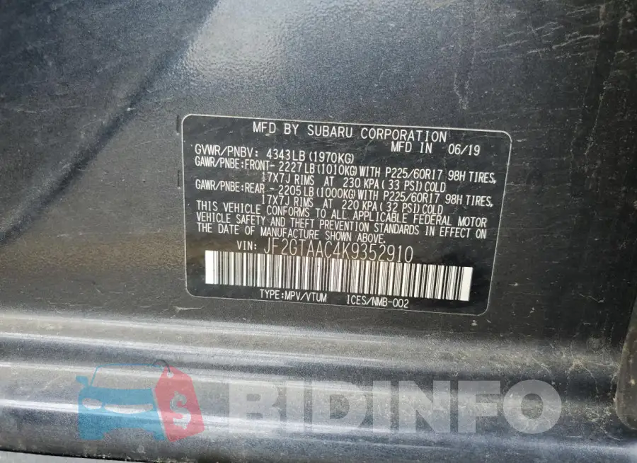 JF2GTAAC4K9352910 Photo# 13